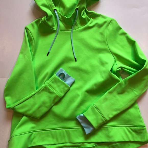 Champion, Loose Fit Hoodie, Size Medium, Fluorescent (Lime) Green with baby blue - Picture 1 of 8